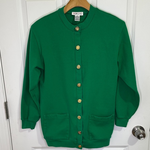 Talbots Sweaters - Vintage Talbots Vibrant Green Cardigan Size S